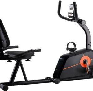 Recumbent Magnetic Bike Maximum User Weight: 120 kg Flywheel Weight: 3 kg Screen Features: Electronic display for tracking time, speed, distance, calories burned, and smartphone compatibility Resistance: Magnetic with an 8- level adjustable tension knob